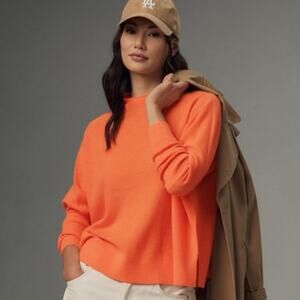Maeve The Shea Oversized Boxy Cashmere Sweater Orange Sherbet Size XS